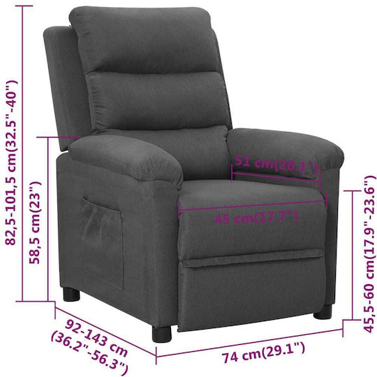 Relaxsessel mit Fußhocker Dark Grey 74x92x101.5cm