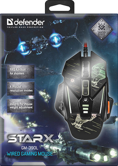 Defender sTarx GM-390L RGB Gaming Mouse 7200 DPI Negru