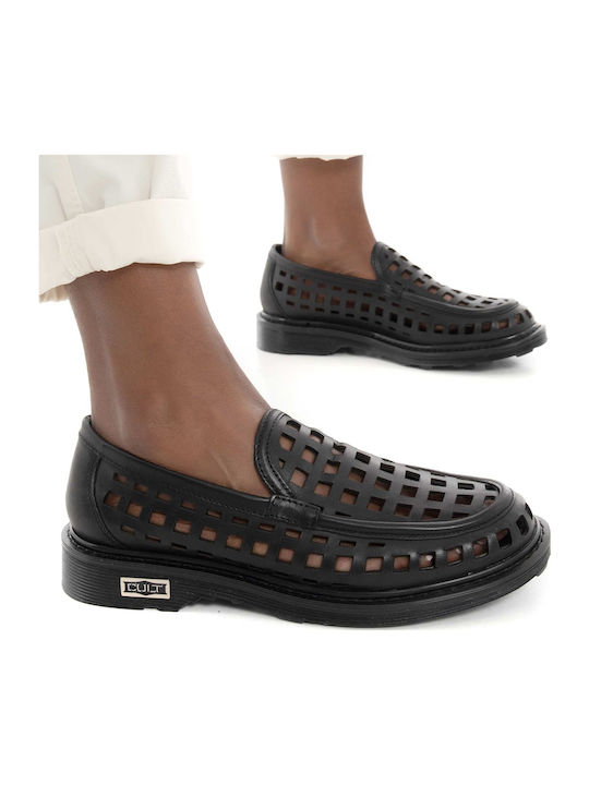 Δερμάτινα Γυναικεία Loafers σε Μαύρο Χρώμα