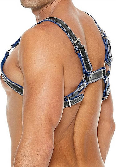 Shots Ouch Z Series Chest Bulldog Leather Harness Black / Blue