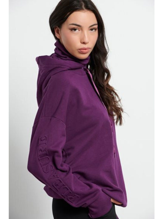 Long Women's Sweatshirt Hooded Purple