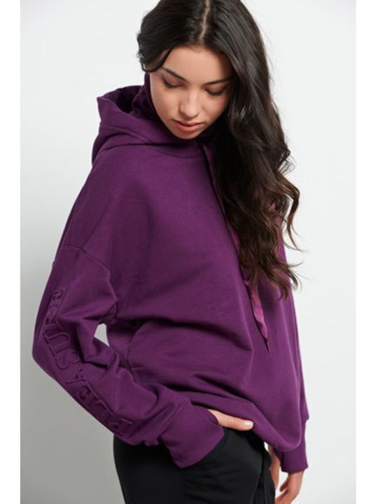 Long Women's Sweatshirt Hooded Purple
