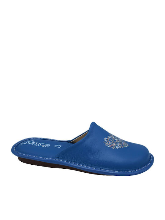 Anatomical Leather Women's Slippers Light Blue