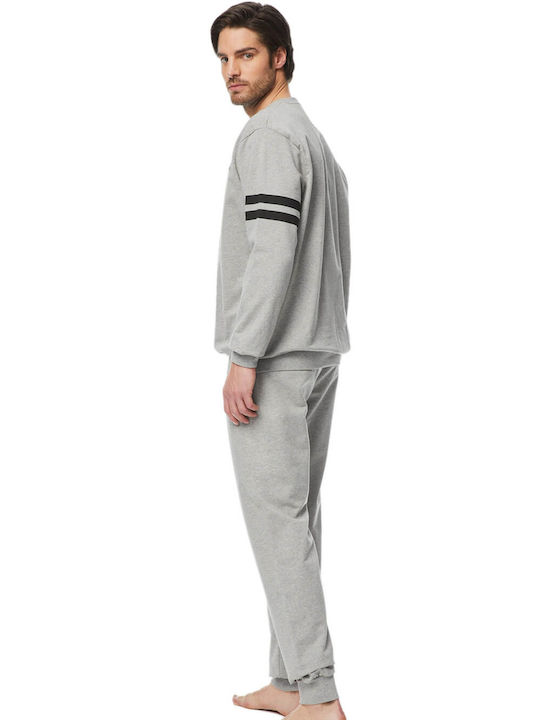 Minerva Men's Winter Cotton Pajamas Set Gray