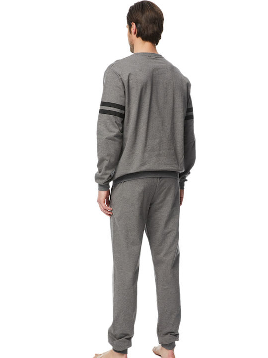 Minerva Men's Winter Cotton Pajamas Set Gray