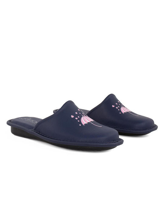 Castor Anatomic 3934 Anatomic Leather Women's Slippers In Navy Blue Colour