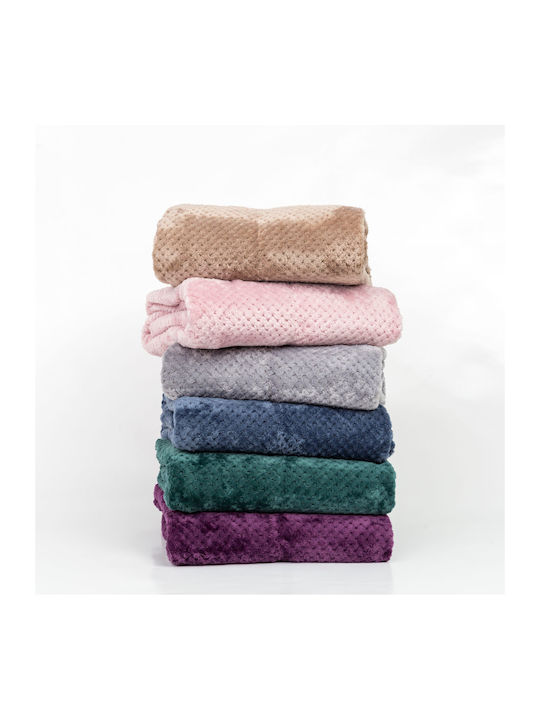 Borea Prisma Κουβέρτα Fleece Μονή 160x220εκ. Μπεζ