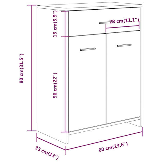 vidaXL Cabinet de baie L60xA33xÎ80cm Sonoma