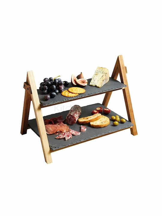 Kitchen Craft Artesa Master Πέτρινη Εταζέρα 2 Ορόφων Μαύρη Π25xΜ40xΥ30cm