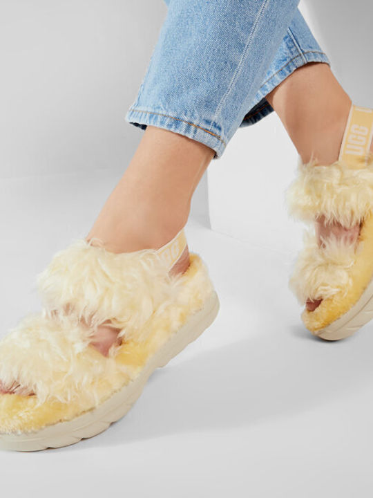 Ugg Australia Fluff Sugar Women's Flat Sandals Flatforms In Yellow Colour