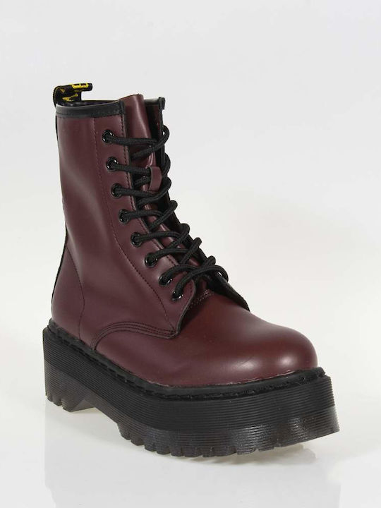 Women's Ankle Boots with Medium Heel Burgundy