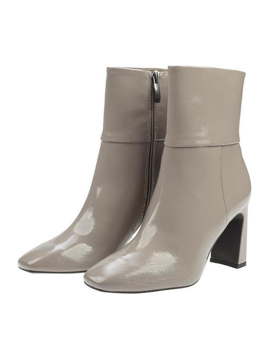 Stiefeletten Damen aus Lackleder Taupe