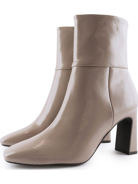 Stiefeletten Damen aus Lackleder Taupe