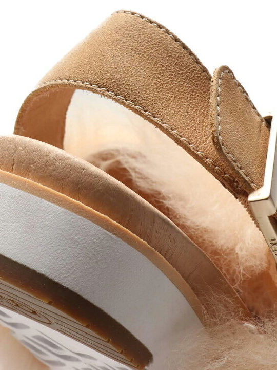 Holly Women's Flat Sandals in Beige Color
