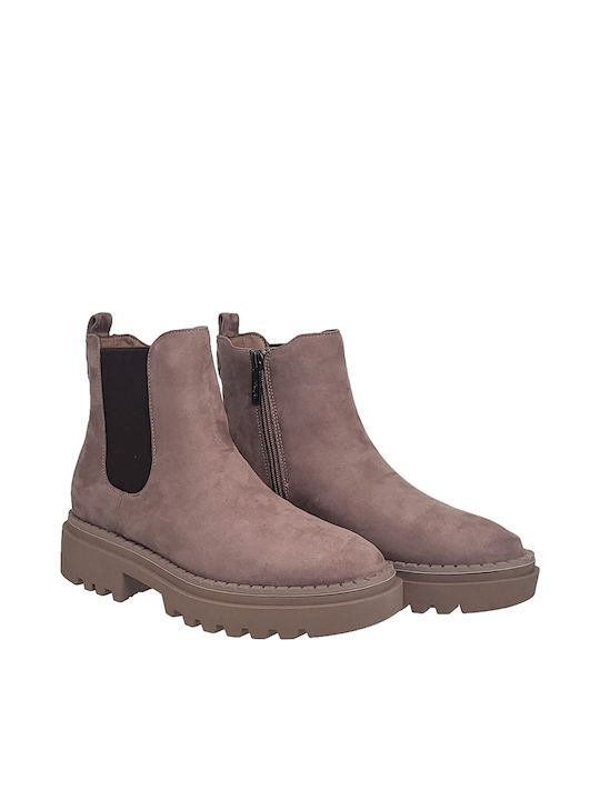 Refresh Wildleder Damen Chelsea Stiefeletten Taupe