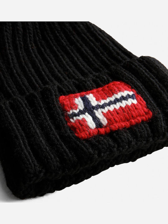 Semiury Pom Pom Beanie Unisex Beanie with Rib Knit in Black color