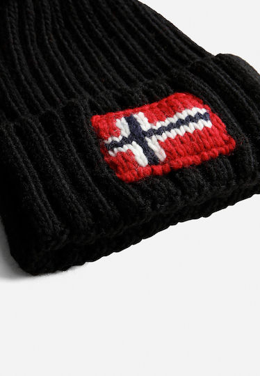 Semiury Pom Pom Beanie Unisex Beanie with Rib Knit in Black color