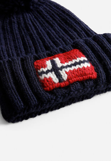 Semiury Pom Pom Beanie Unisex Căciulă cu Tricotaj Rib în culoarea Albastru marin