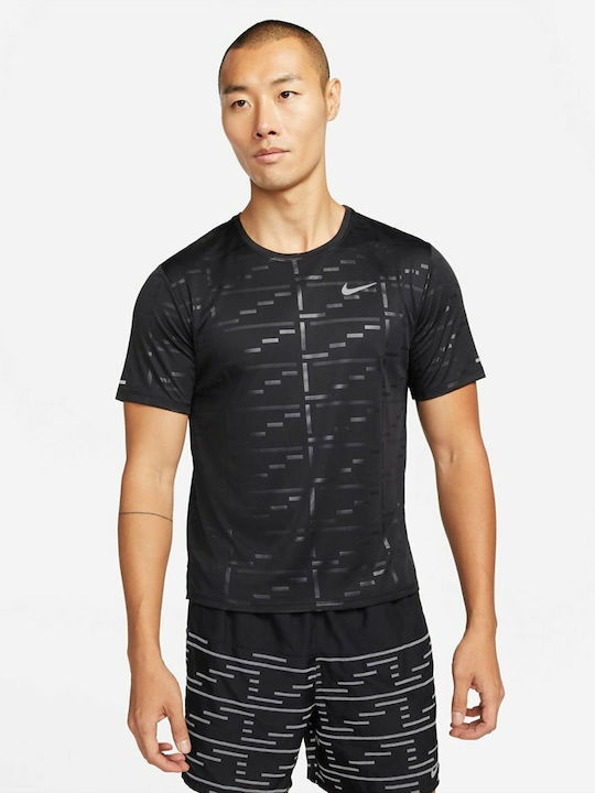 Nike UV Division Miler Herren Sport T-Shirt Kurzarm Dri-Fit Schwarz