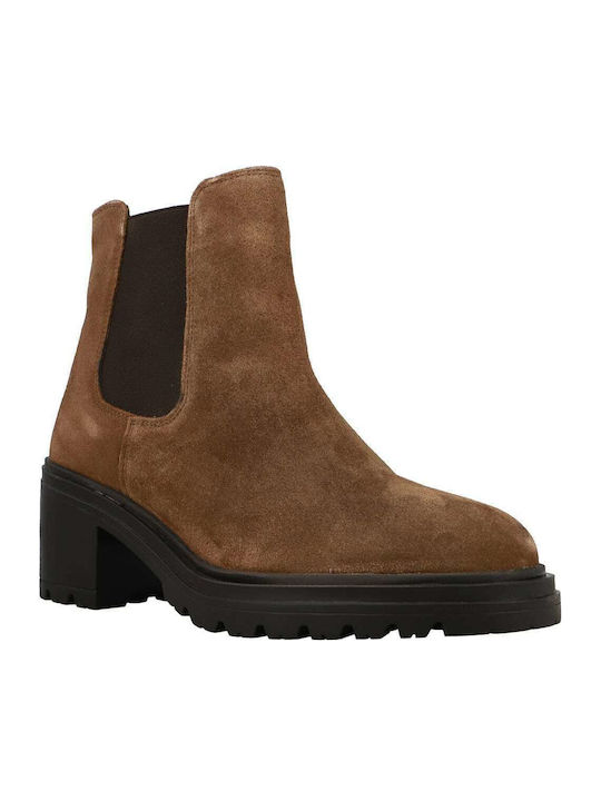 Damiana Suede Γυναικεία Chelsea Μποτάκια Καφέ