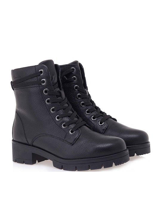 Leder Stiefeletten Damen Schwarz