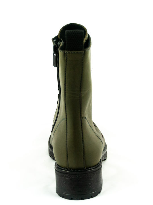 Leather Women's Ankle Boots Green