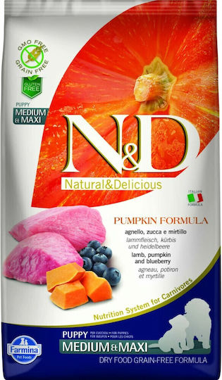Farmina N&D Pumpkin Formula 12kg Trockenfutter ohne Getreide für Welpen mittlerer & großer Rassen mit Lamm, Kürbis und Blaubeere