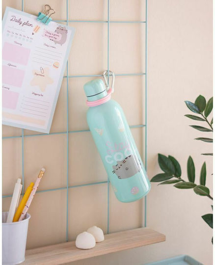 Grupo Erik Pusheen Foodie Kids Water Bottle Aluminium with Screw Cap Non Spill Turquoise 500ml