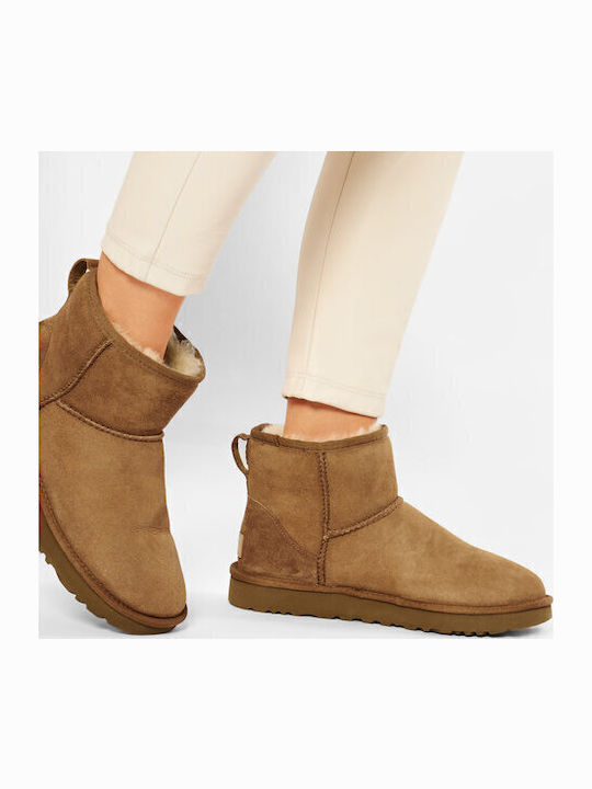 Ugg Australia Classic Mini II Велурени Дамски Ботуши с Козина Кестеняви
