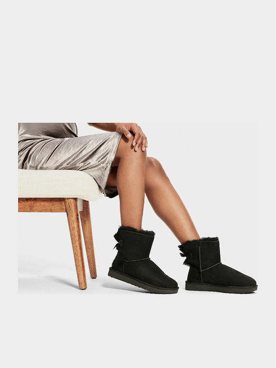 1016501 Suede Women's Ankle Boots with Fur Black