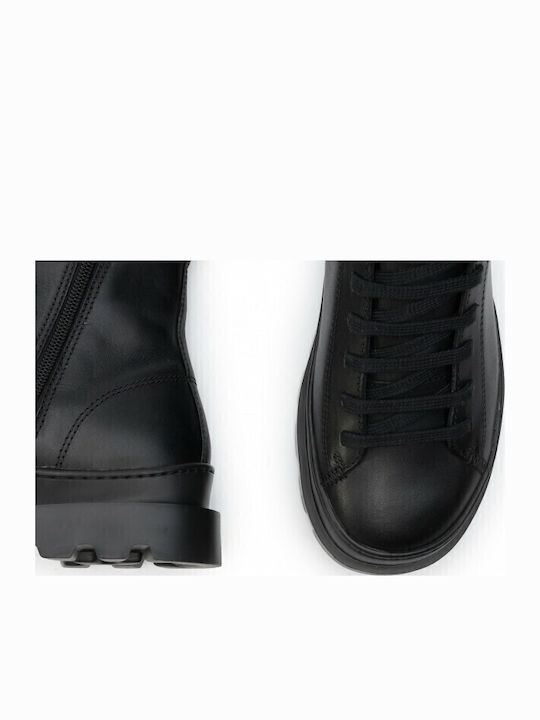 Brutus Leather Women's Ankle Boots with Medium Heel Black