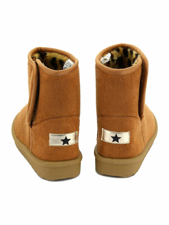 Suede Kids Boots with Velcro Brown