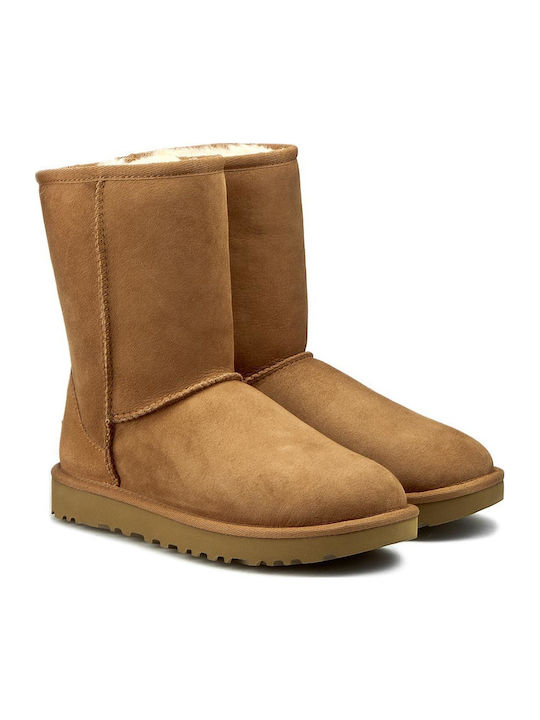 Suede Snow Boots with Fur Classic Short II Chestnut