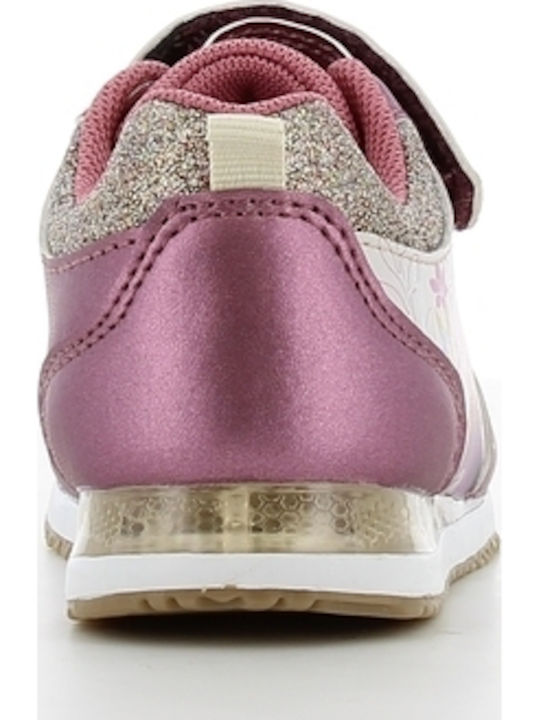 Frozen Παιδικά Sneakers Ανατομικά με Σκρατς & Φωτάκια Μωβ