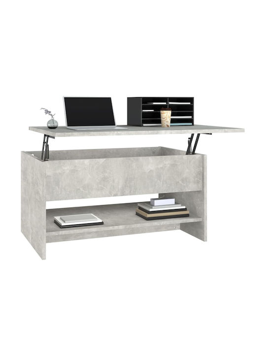 Rectangular Central Wooden Coffee Table with Lifting Mechanism Gray M80xW50xH40cm