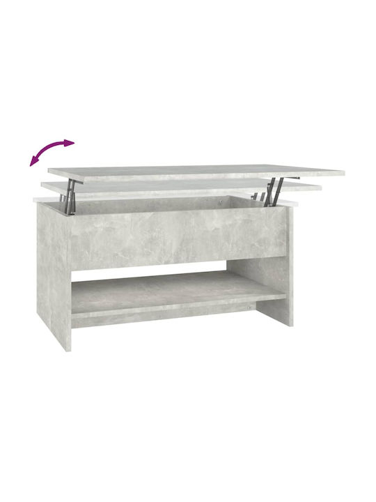 Rectangular Central Wooden Coffee Table with Lifting Mechanism Gray M80xW50xH40cm