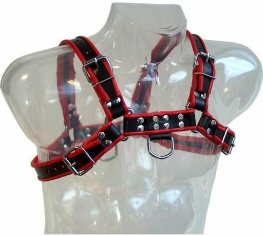 Dream Love Leather Body Chain Harness III Black / Red D-208611