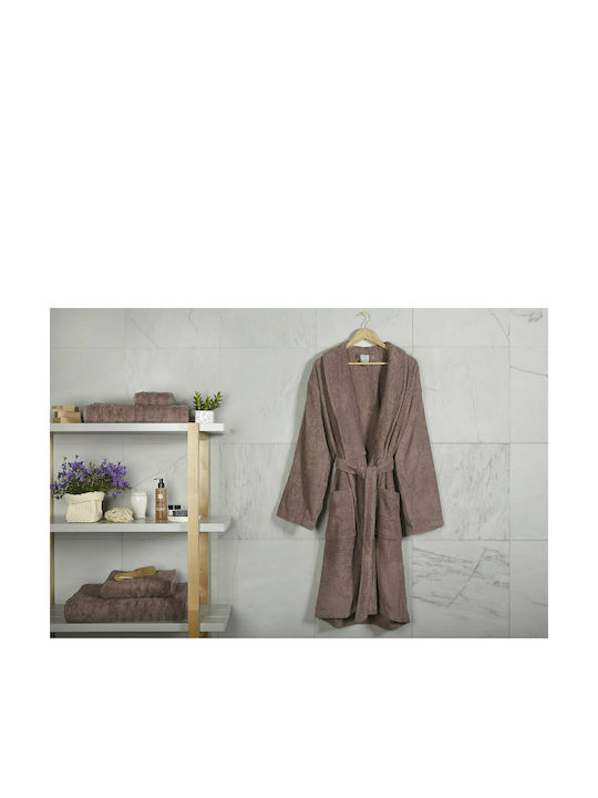 Fieldcrest Ultra Soft Halat de baie pentru femei cu Guler Rosy Brown 370gr/m²