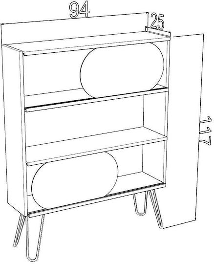 Bibliotecă Illia Stejar/Alb 94x25x117 cm