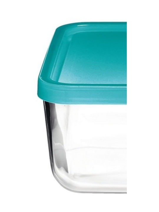 Bormioli Rocco Glass Lunch Box Food Container Rectangular Frigoverre 1400ml Blue 1400ml