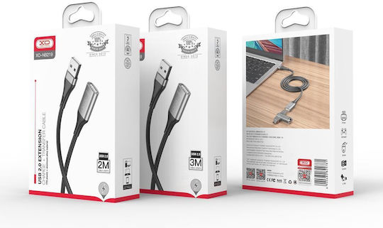 XO USB 2.0 Kabel USB-A-Stecker - USB-A-Buchse Schwarz 2m