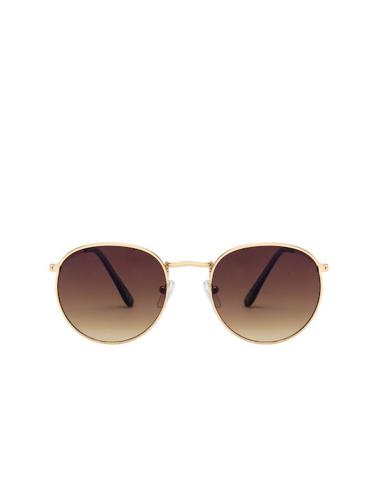 Limone Sunglasses with Gold Brown Degraded Metal Frame and Brown Gradient Lens 01-3072-2