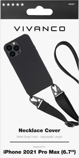 Vivanco Necklace Back Cover Silicone with Strap Black (iPhone 13 Pro Max)