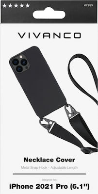 Vivanco Necklace Silicone Back Cover with Strap Black (iPhone 13 Pro)