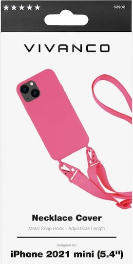 Vivanco Necklace Задна корица Силикон с Каишка Розов (iPhone 13 mini)