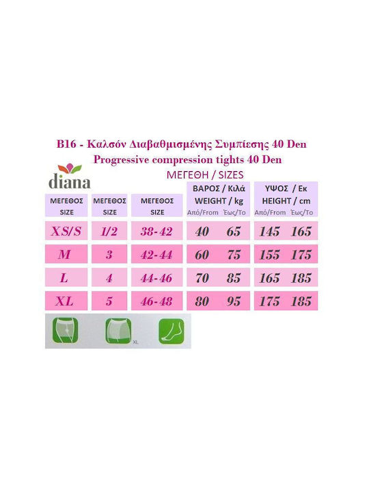 DIANA - B16-2 Colanți ortopedici și de compresie gradată 40 Den Caramel