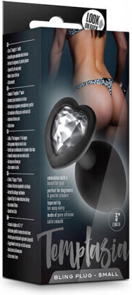 Temptasia Bling Heart Plug Small Anal Plug Klein Black 9.5cm