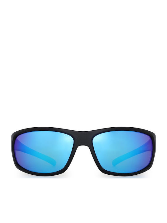 Polareye Sunglasses Μαύρα with Acetate Frame & Blue Lens