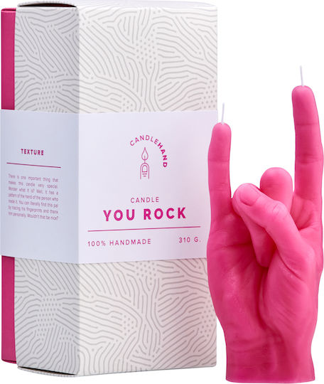 Candlehand Διακοσμητικό Κερί You Rock Ροζ 310gr