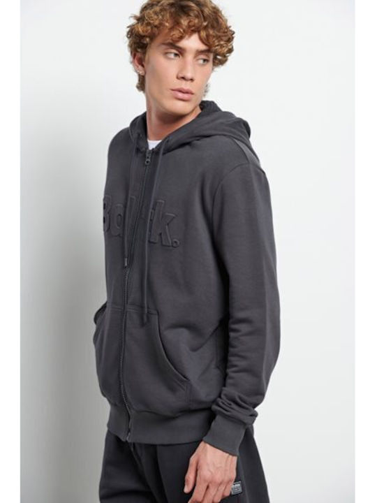 BodyTalk Men's Sweatshirt Jacket with Hood and Pockets Gray